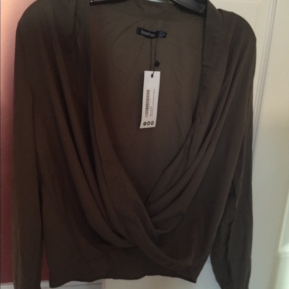 Boohoo chiffon drape blouse